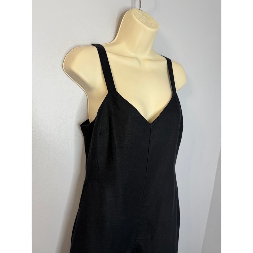 Club Monaco Wide Leg Linen Blend Jumpsuit Black Women's 2 Classic Relax - Picture 4 of 16